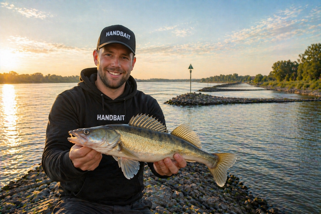 Zanderangeln im Sommer – erfolgreicher Zander Fang am Fluss mit Gummifisch